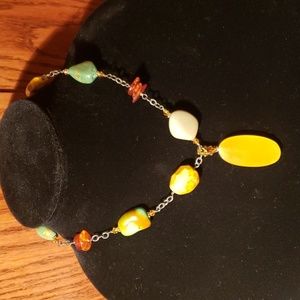 Silpada SS Necklace with Jade, Amber, Jasper & Turquoise Stones